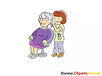 Oma beim Friseur Cartoon, Clipart, Bild, Illustration