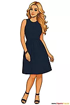 Blonde Frau im blauen Spitzenkleid Bild