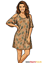 Clipart Frau im modischen Kleid