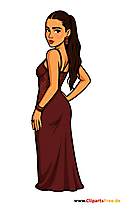Elegante Frau im burgunderfarbenen Kleid Bild