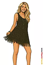 Hübsche Frau im Leopardenmuster-Kleid Clipart-Bild