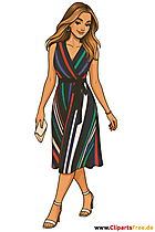 Stilvolle Frau im gestreiften Kleid Illustration