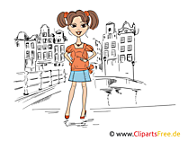 Young beautiful girl wearing casual clothes, posing illustration, clip art