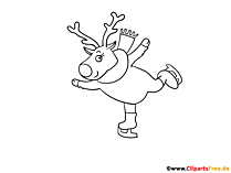 Ausmalbild Comic Hirsch im Winter