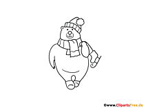 Bär Ausmalbild zu Weihnachten zum Drucken