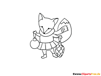 Fuchs Ausmalbild zu Weihnachten zum Drucken