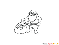 Gnom mit Buch Malbild - Ausmalbilder zu Weihnachten zum Drucken