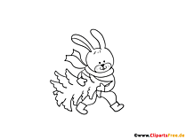 Hase im Winter Bild zum Ausmalen