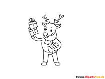 Hirsch Ausmalbild zu Weihnachten zum Drucken