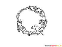 Kranz mit Vogel Bild zum Drucken und Ausmalen
