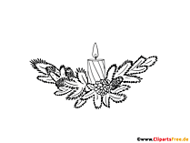 Malvorlage Weihnachtskranz mit Kerze zum ersten Advent