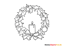 Weihnachtskranz zum 1. Advent Bild zum Drucken und Ausmalen