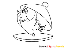 Huhn auf dem Teller im Restaurant Malvorlage