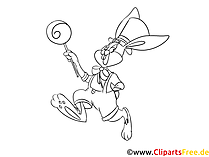 Kaninchen mit Lolly Malvorlage