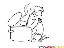 Suppentopf, Koch, Küche Malvorlage