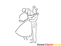 Verliebte Brautpaar Ausmalbild