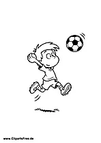 Ausmalbild gratis Kind spielt Fussball