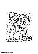 Eltern im Regen am Fussballspiel Malvorlage