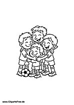 Fussballkindermannschaft freut sich  über Tor AUsmalbild