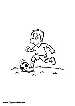 Fußballspieler läuft mit Ball Malvorlage