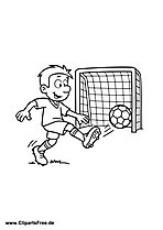 Fussballspieler schiesst den Ball aufs Tor Malbild