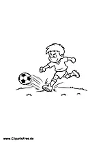 Fußballspieler schießt den Ball Malvorlage