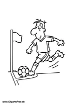 Fussballspieler schießt Eckball - Fussball Malvorlage