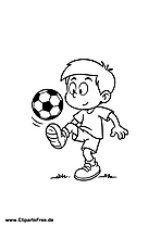 Junge mit dem Ball  Ausmalbild zum Thema Fussball