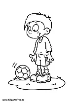 Junge mit Fussball - Sport Ausmalbilder kostenlos