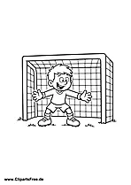 Junger Torwart im Fußballtor Ausmalbild