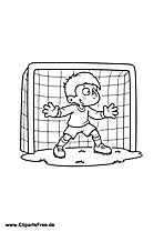 Kind als Torwart im Fußballtor Ausmalbild