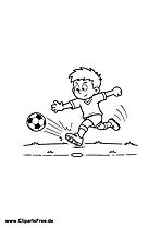 Kind schießt den Fußball aufs Tor Ausmalbild