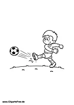 Kind schießt den Fußball Malvorlage