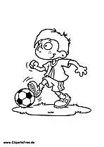 Kind spielt Fussball PDF Malvorlage