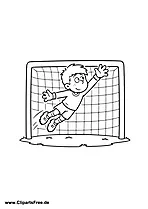 Torwart springt im Tor - Kinderfussball Ausmalbild