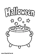 Halloween cauldron full of magic potion to color in