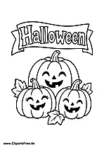 Halloween Pumpkin Family Under Ribbon Coloring Page
