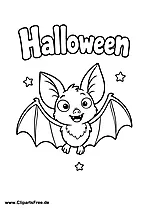 Halloween cute bat with outstretched wings coloring page