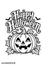 Happy Halloween laughing pumpkin with vines coloring page