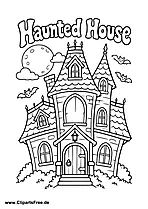 Haunted House with Towers Coloring Page