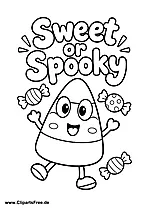 Sweet or Spooky funny sweetcorn coloring page