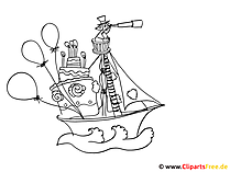 Lustige Bilder malen Piratenschiff