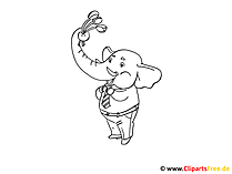 Malbilder zum Ausdrucken - Elefant mit Blumenstrauss