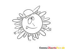 Cartoon Sonne Bild schwarz-weiss