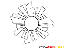 Schwarz-weisses Clipart Sonne