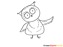 Uhu Bild zum Ausmalen - lustige Tierbilder gratis