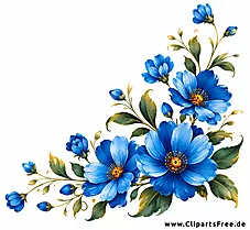 Bildrahmen, Dekoration mit blauen Dahlien-Blumen Blid