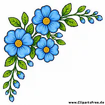 Blaue Blumenranke als Aufkleber-, Clipart-Grafik