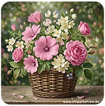 Blumenkorb mit rosa Rosen Bild