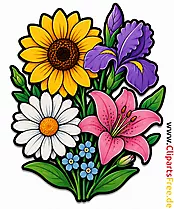 Bouquet mit Feldblumen Clip Art